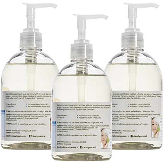 ESSENTIALS CLEARLY NATURAL BY GLYCERIN LIQUID HAND SOAP, UNSCENTED, 12-FLUID OUNCE, PACK OF 3 - Image 2